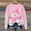 Ladies' Christmas Printed Casual Long Sleeved Round Neck Sports Hoodie Top