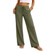 Women Casual Loose Fit High Waist Drawstring Straight Leg Wide Leg Pants Lightweight Relaxed Trousers for Daily Wear