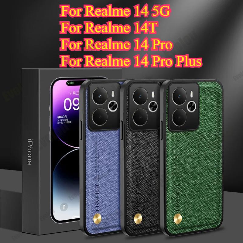 Magnetic Built-in Leather Case For Realme 14T 14X 14 5G Car Holder Shockproof Protective Cover For Realme 14 Pro Plus 13Pro+