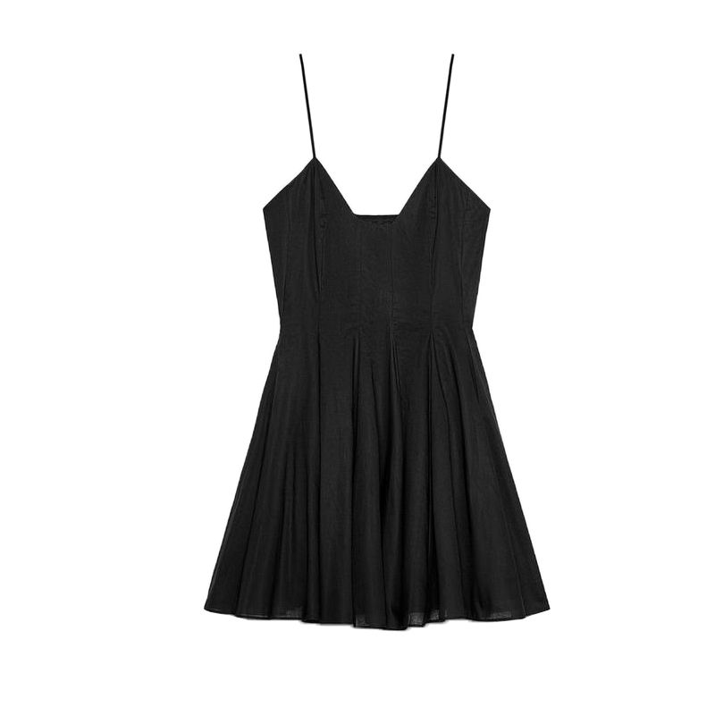 Spring and Summer Women's Clothing French Wide Hem Design V Neck Sleeveless Poplin Cotton Sling Short Dress 2731085