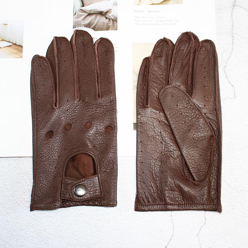 Leather Deerskin Driver Gloves Men's Summer and Autumn Single-Layer Thin Section Outdoor Riding Full-Finger Motorcycle Gloves