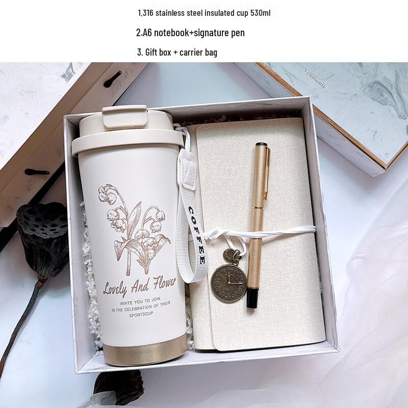 Insulated Bottle Gift Set with Notebook and Pen 530ml Bottle + Notebook + Pen
