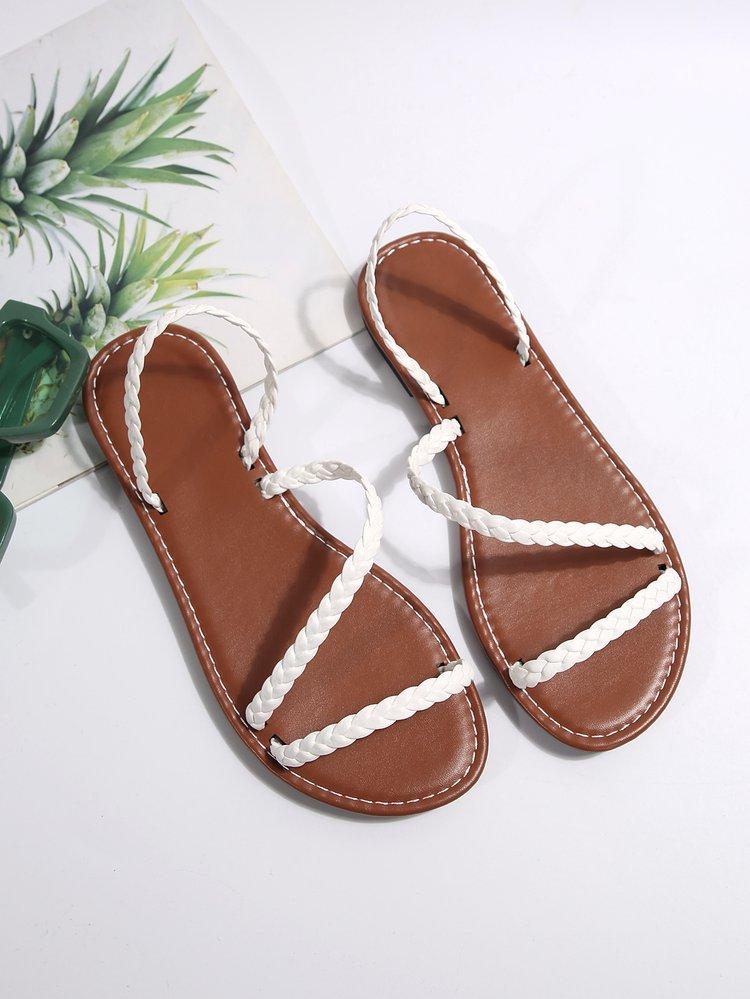 

Mezzo casual flat sandals women s 2025 new woven foot cover Roman beach shoes large size 43Sandal 43