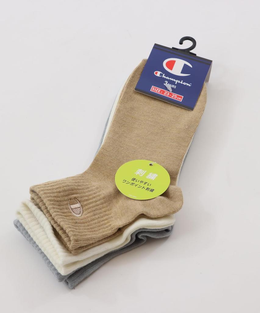 Champion Solid Socks with Embroidered and Socks Assorted Women's (3-Pair Set) Non-Pile, Logo, One-Point Logo, Quarter-Length (CWSCY203) -