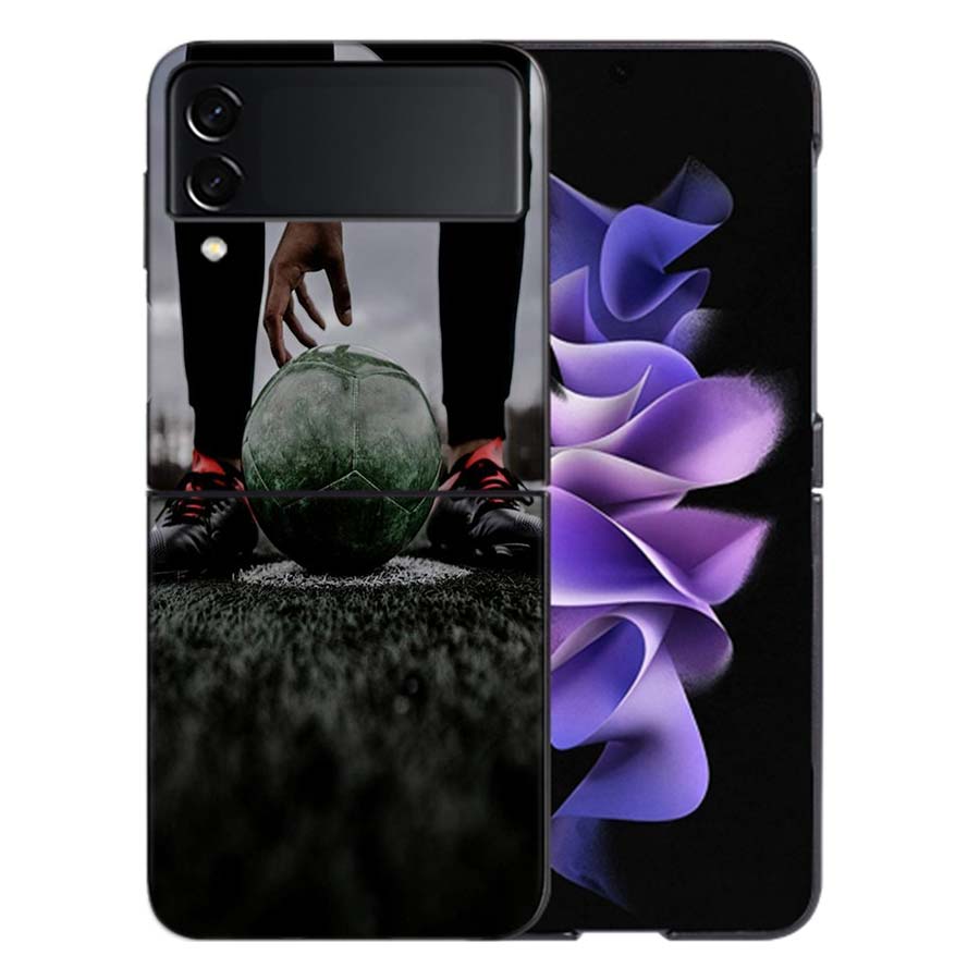 Football Soccer Ball Design For Samsung Galaxy Z Flip 5 4 3 Case Shockproof Hard Cover Phone Z Flip 6 7 5G Z Flip 5 4 5G TPU P