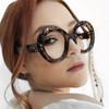 2026 New Style Oversized Round Jelly Color Clear Lens Glasses Computer Glasses Leopard Decorative Spectacles For Women Men