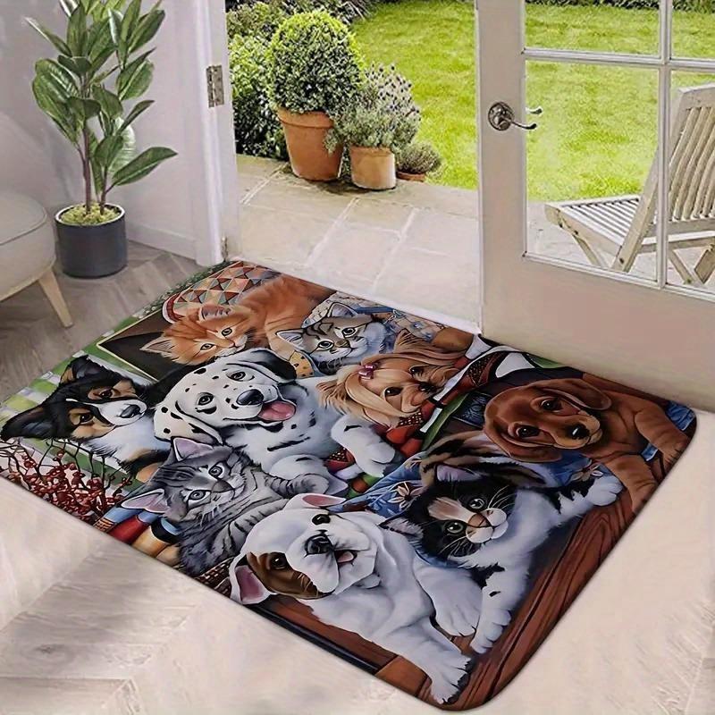 1PC Playful Pets Collection Kitchen Rug Non-Slip Door Mat Pop design Bathroom Rug Bath Mat Carpet for Home Sink Laundry Decor