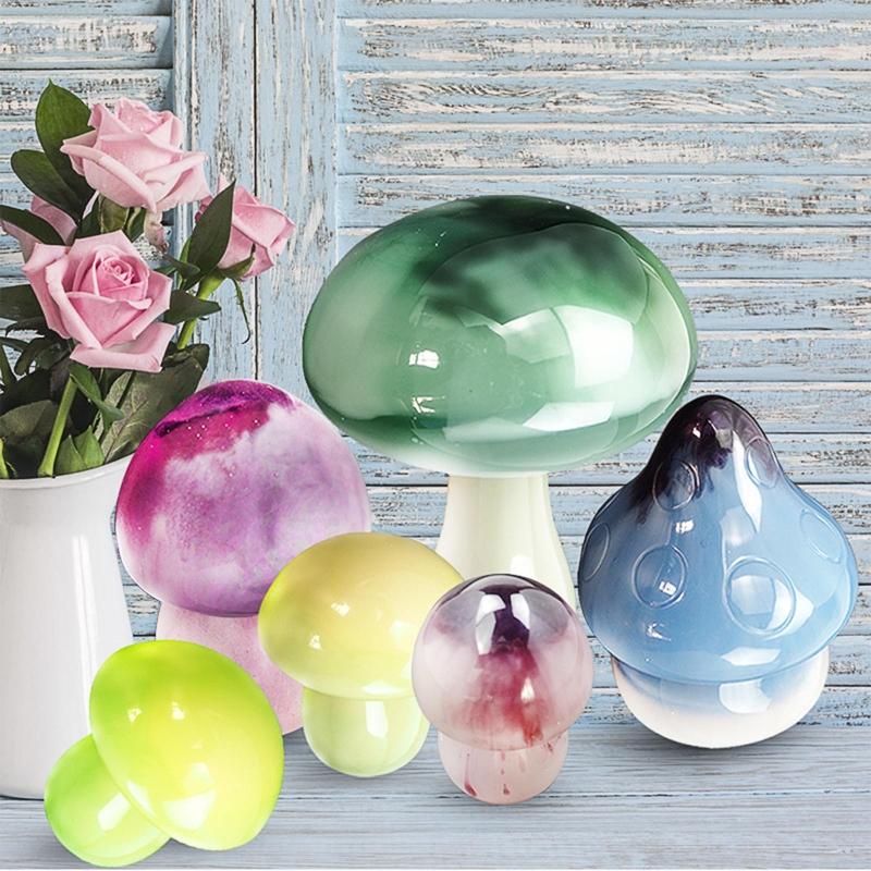 6 Pcs Mushroom Ornament Crafts Silicone Molds Epoxy Jewelry Mold Resin Casting Pendant Mold Suitable for Diy Crafts