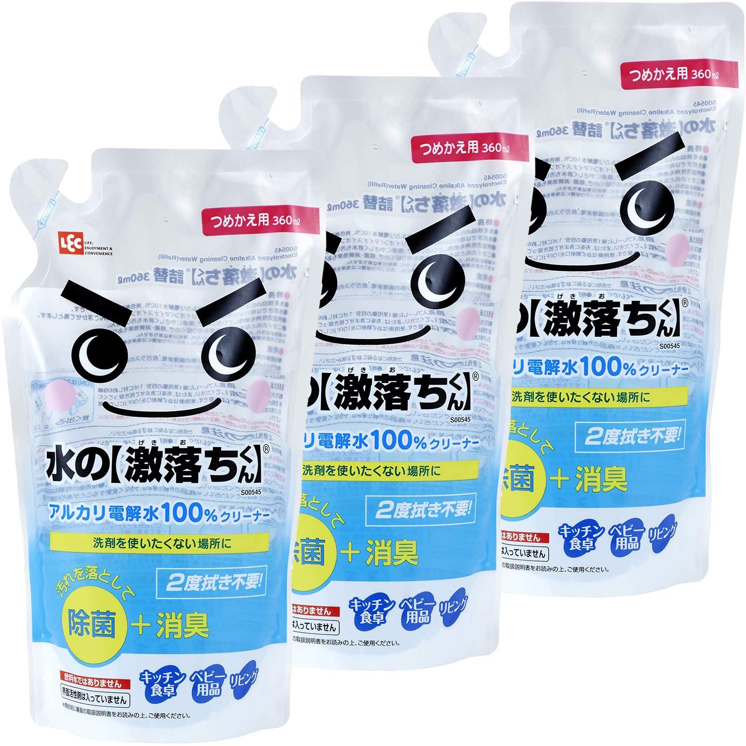 

Gekiochikun Reck Water 360ml x Alkaline Electrolyzed No Need to Wipe Again Refill, 3-Pack (Cleaning, Disinfecting, Deodorizing) Water,
