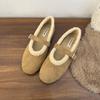 Leopard Fur Lining Women Flats Shoes Concise Round Toe Shallow Shoes Comfort Warm Cotton Outdoor Shoes For Autumn Winter