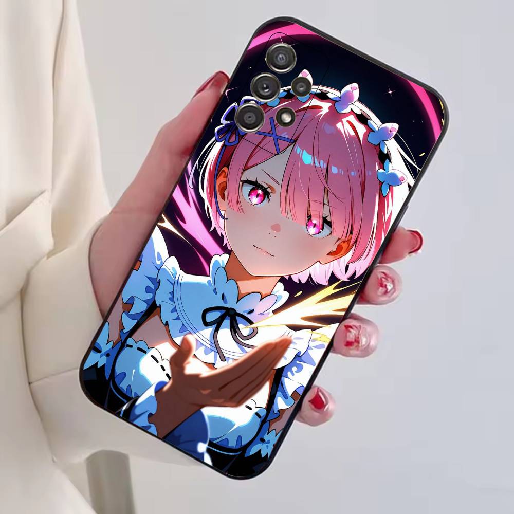 Anime Girl Re Zero R-Ram Phone Case For Samsung S25,S24,S21,S22,S23,S30,Ultra,S20,Plus,Fe,Soft Silicone Black Cover