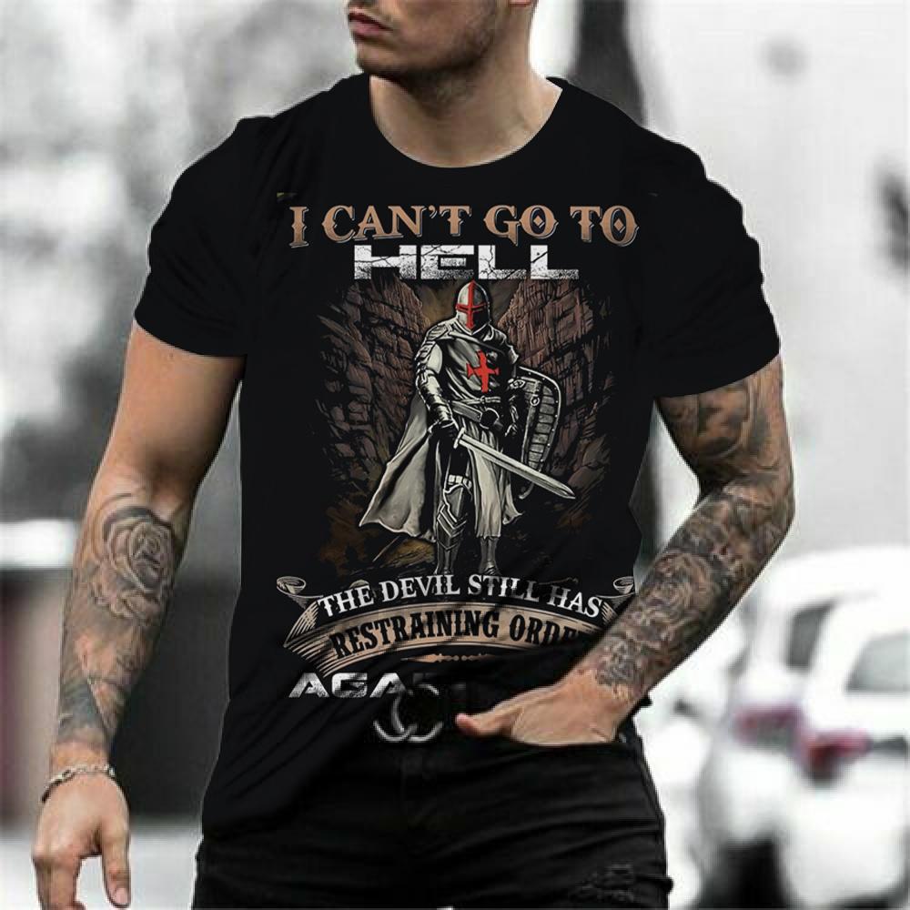 Retro Knights Templar Cross Print Unisex's T-shirts Summer Casual Loose Round- Neck Tee Shirt Sports Tees Oversized T Shirt For Unisex