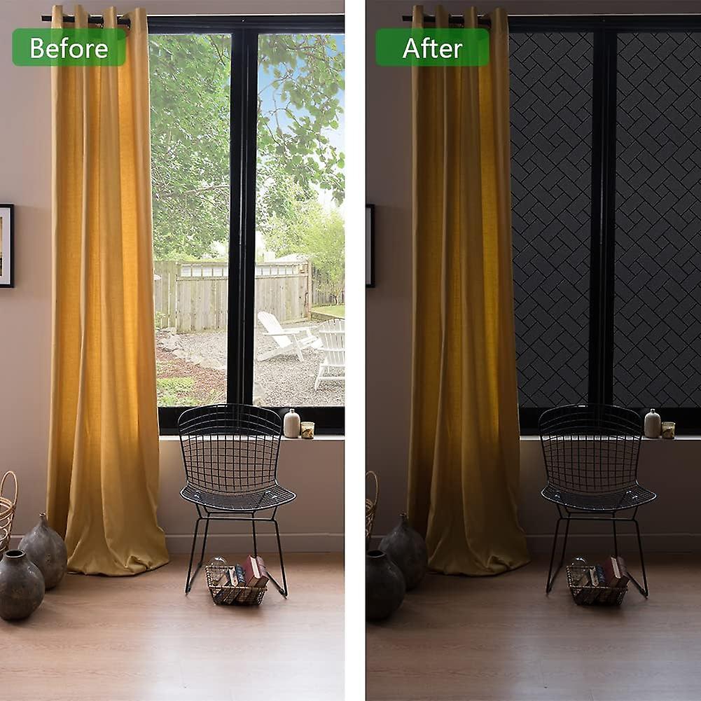 Qualsen Film Fenetre Anti Regard à Motif Floral, Film Electrostatique Vitre Non-Adhésif Brise Vue Fenêtre Dépoli, Opaque Décoratif Pour Maison Bureau Cuisine, Anti-UV 60 X 300 Cm, Fleur Noir