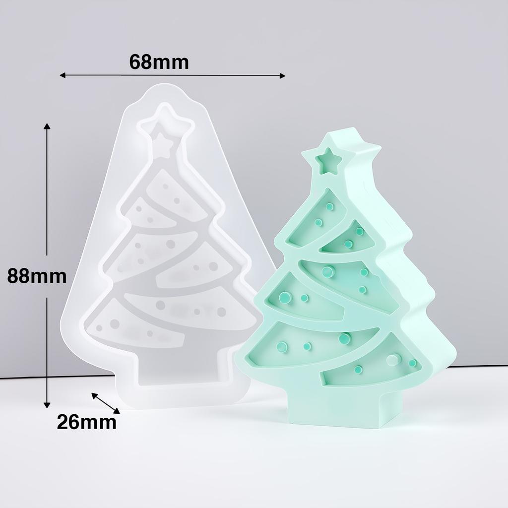 Christmas Tree Silicone Mold Santa Elk Scene Candle Mould Plaster Resin Mold 3D DIY Gypsum Aromatherapy Candle Mold Party Decor