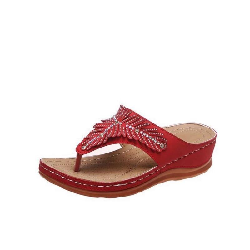 

Wish женские летние шлепанцы на плоской подошве больших размеров, повседневные и легкие, пляжные крутые шлепанцы со стразами 36 красный