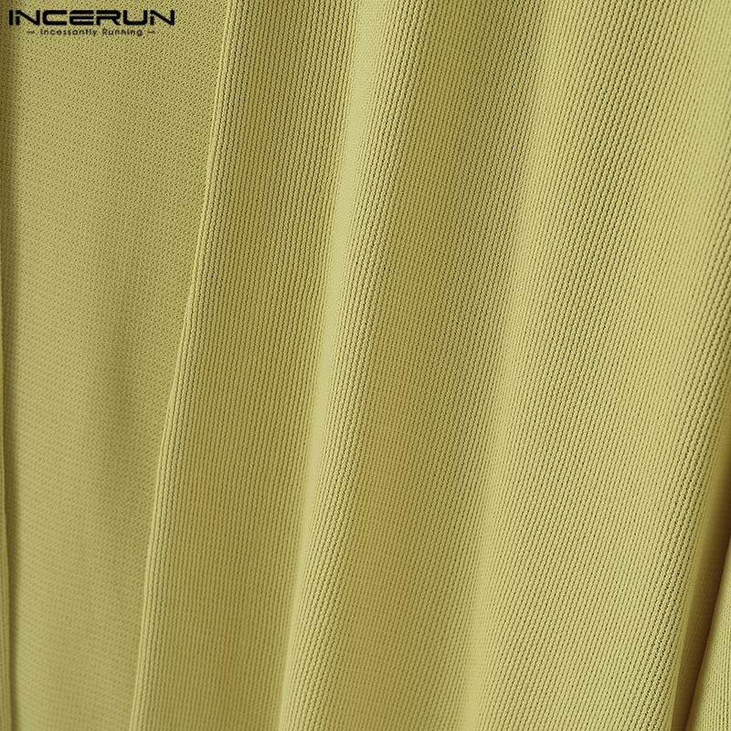 INCERUN Oversized Men Batwing Sleeve Open Front Texture Casual Kimono Cardigan Tops