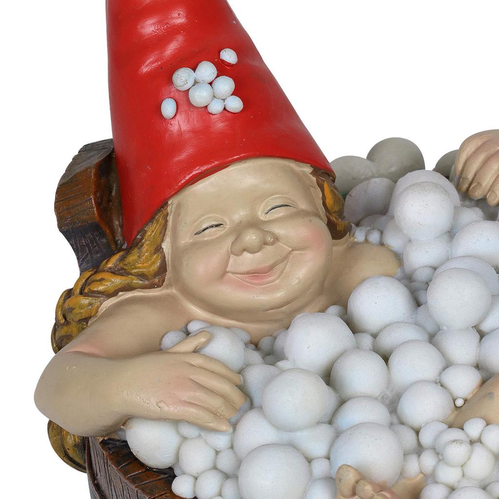 Exhart Solar Good Times Bubble Bath Garden Gnomes-Funny Gnome Couple In Bathtub