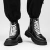Fashion Men's High-Top Leather Boots Thick Bottom Fleece-Lined 2024 Autumn Winter New Men's Boots Breathable Non-Slip Men's Boots