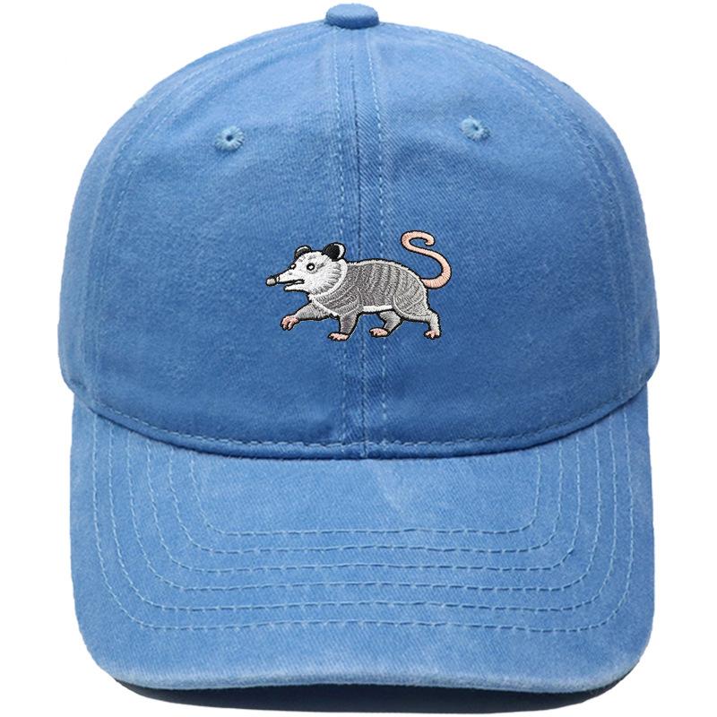 New cartoon possum embroidered baseball cap washed retro dad hat personalized men's and women's leisure sports hat