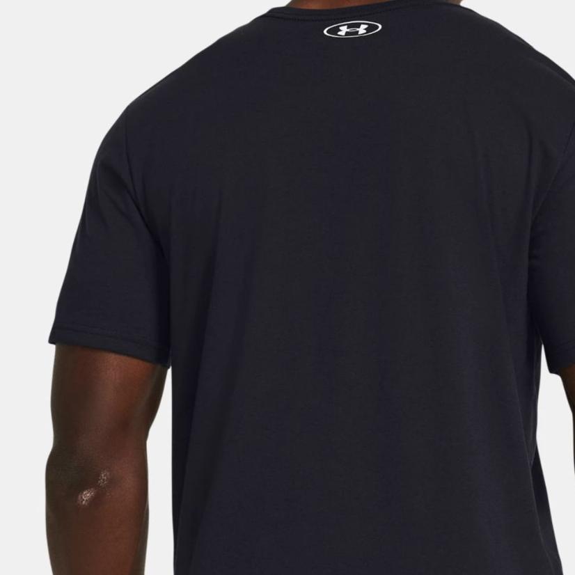 Under Armour Foundation Letter Logo Print Crew Neck Short Sleeve T-Shirt Men T-Shirts Black 1382915-001