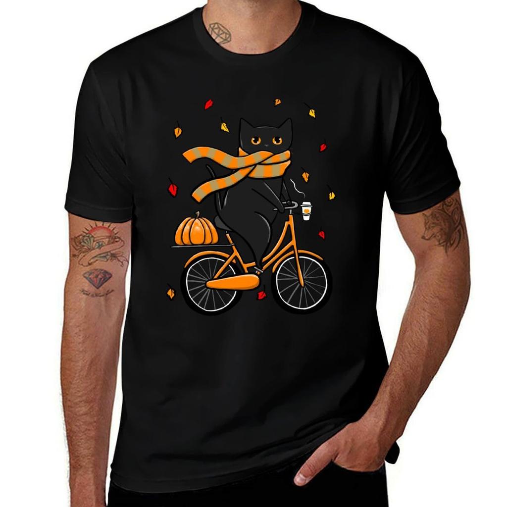 Autumn Bicycle Ride Illustration T-Shirt T Shirt Man Designer Man T Shirts for Men Casual T-Shirt