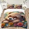 3pcs Anime Cartoon Teddy Bear Bedding Set - Includes One Quilt Cover and Two Pillowcases (No Core) - Home Decor, Festival Gift, Polyester Fa