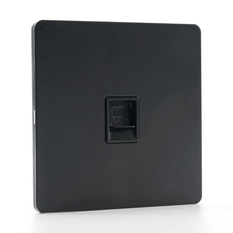 86 Type Retro Switch 1-4 Gang 2 Way Wall Light Brass Lever Toggle Switch Black Matte Stainless Steel Panel EU FR Power Outlet