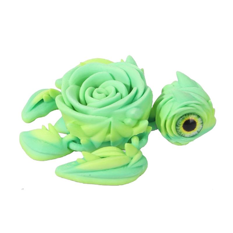 Rose Turtle 3D Printed Articulating Turtle Fidget Toy Joint Movable Model Stress Relief Sea Turtle Figurine Landscape Decoration