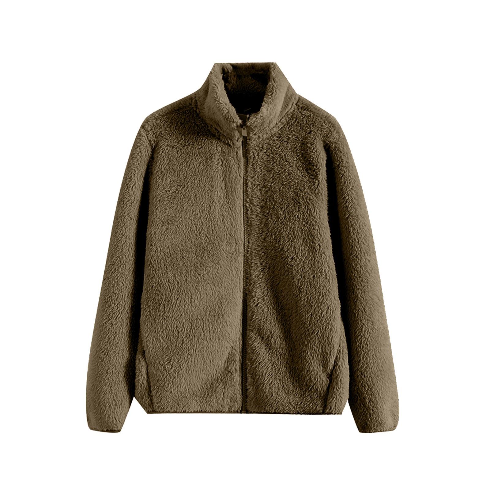 

Женская флисовая куртка с длинными рукавами из плюшевого кораллового флиса на молнии, теплая XXXL