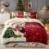 3pc Merry Christmas Cartoon Santa Claus Printed Chipless Quilt Set Multi Size Bedrooms Dormitory Bedding Holiday Decoration