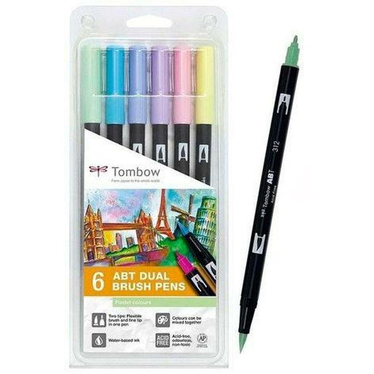 

Tombow Multicolor Felt-Tip Pens 6 Pieces Double Tip TU прозрачный
