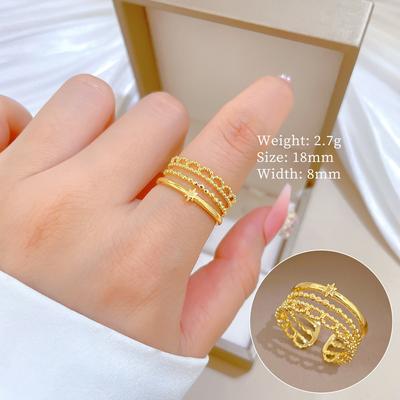 Echtgold Minimalistischer Fengsen Ring Öffnung Verstellbar Schlichter Schmuck Japanischer Ring Partnerring