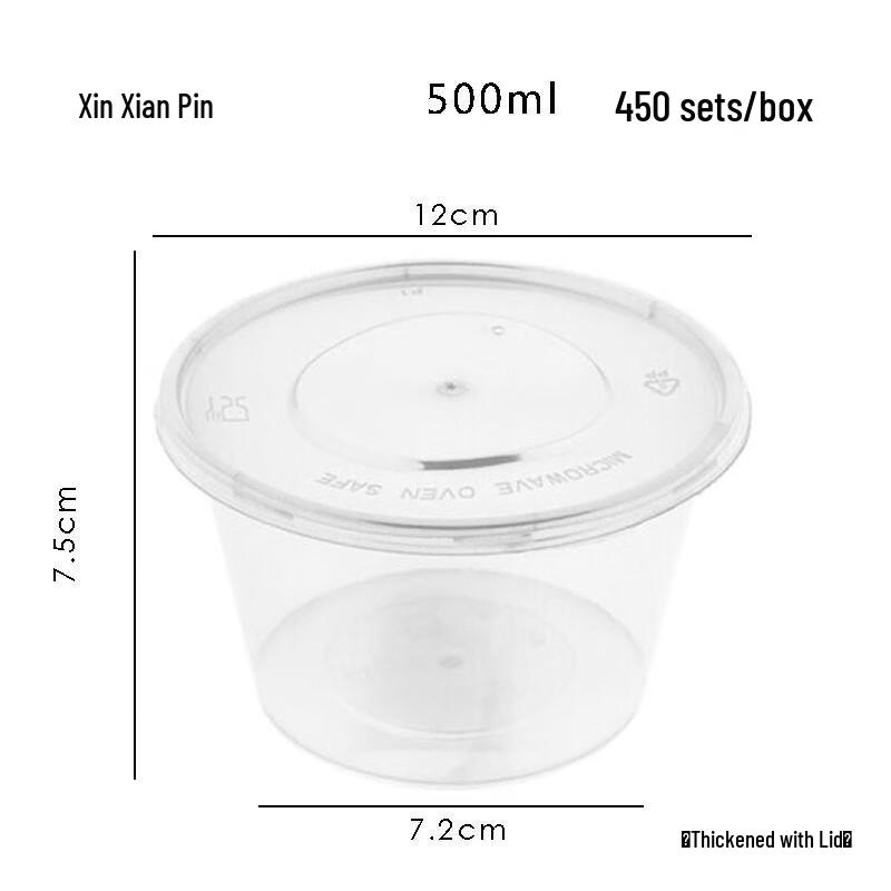 Disposable Round Transparent Plastic Takeout Containers with Lids