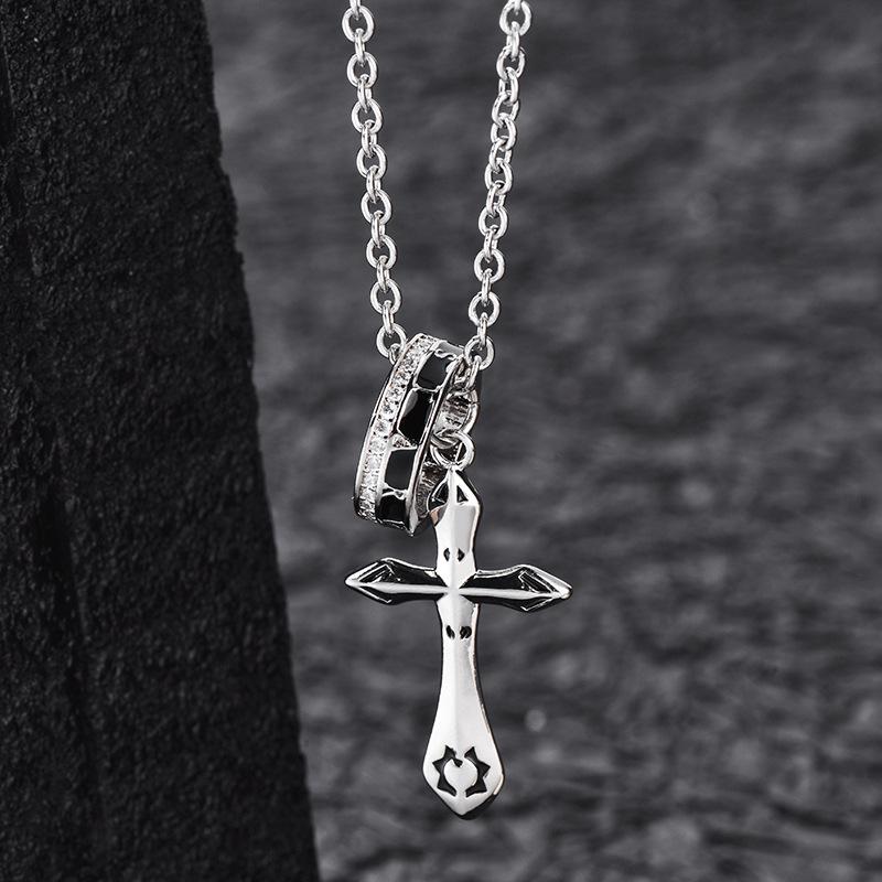 Men s Cross Retro Trendy Brand Pendant Necklace 60CM(Necklace Long)