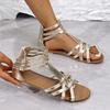 2024 Summer Ethnic Bohemian Plus Size Open Toe Buckle Strap Flat Sandals for Women