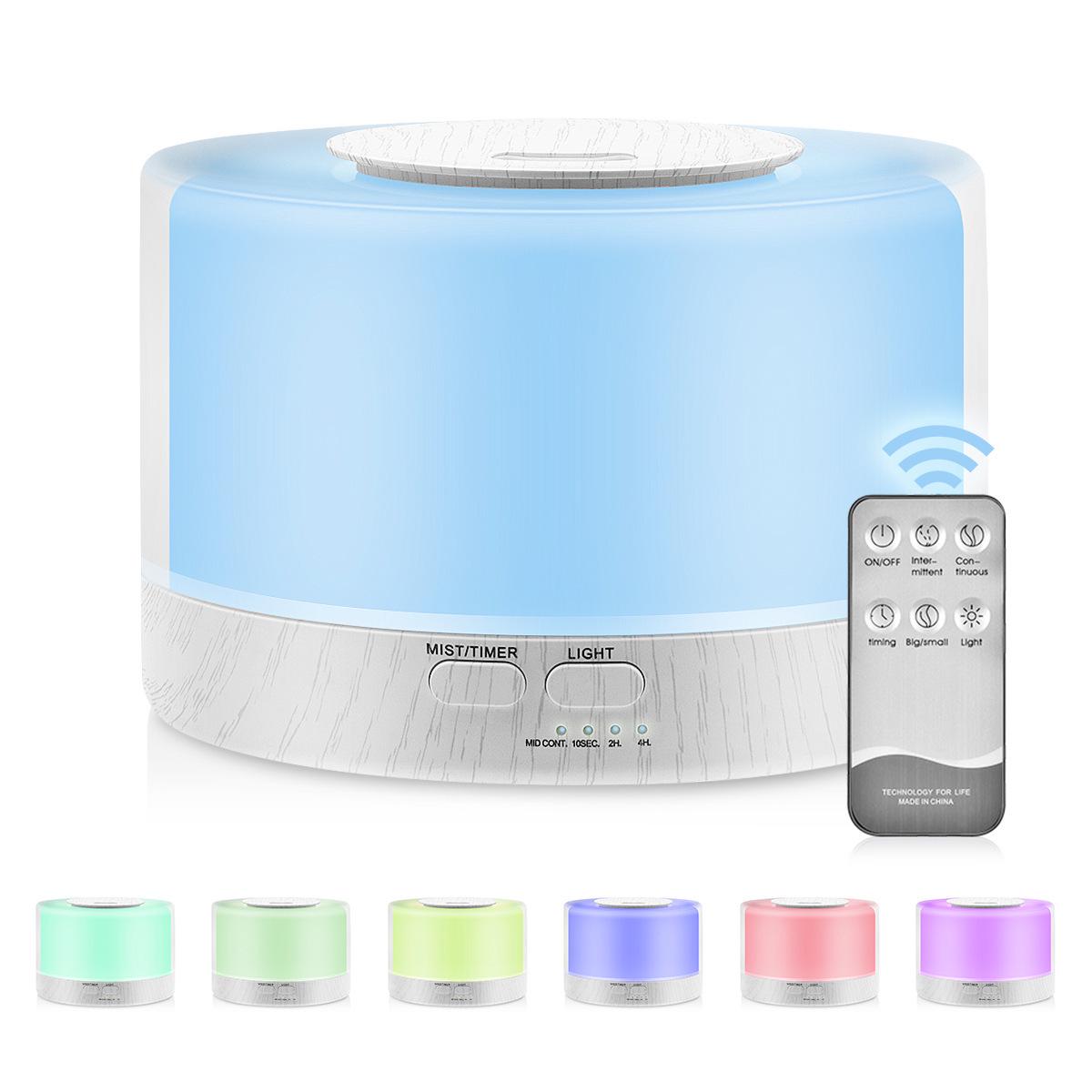 

700ml Ultrasonic Aromatherapy Humidifier with Seven-Color Lamp & Wood Grain Design EU Plug