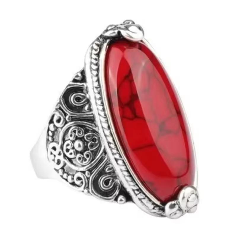 Ofertas Vintage Bohemian Style 6 Colors Oval Stone Finger Rings  for Women Engagement Wedding Bridal Size 6 -11