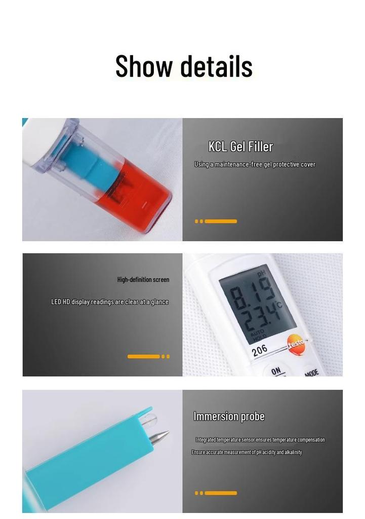 Testo 206 pH Meter: High-Precision Tester for Liquid & Semi-Solid Substances (PH1/PH2/PH3)