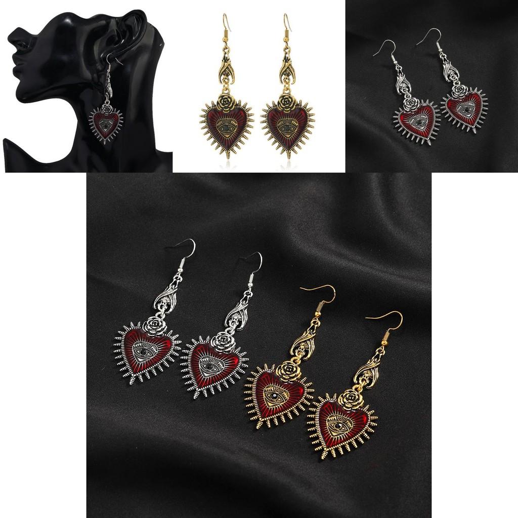 Gothic Vampire Eye Heart Earrings With Alloy Material And Electroplated Finish For Women