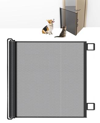 AlxMuNao Roll-Up Baby Gate, Easy Installation, Convenient Storage, Foldable, 80cm Wide Fabric Pet Gate for Stairs and Doors (Black, 130*78cm)
