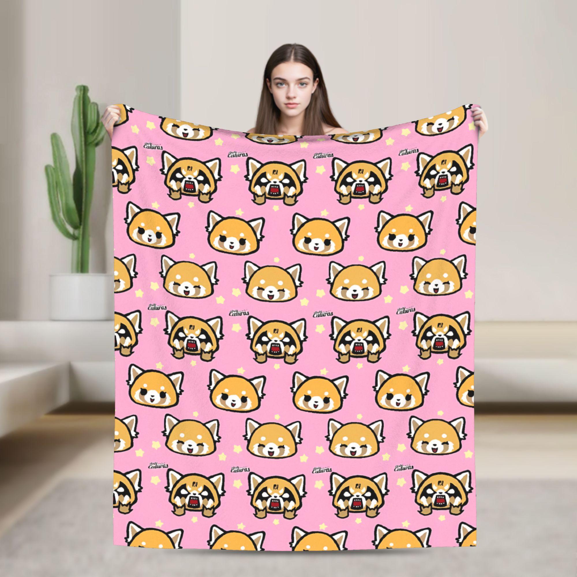 

Warm BlanketChild Picnic Aggretsuko Throw Blanket Flannel Bedspread For Couch Chair Sofa Bed Comfortable Sofa Bed Cover 75x90cm