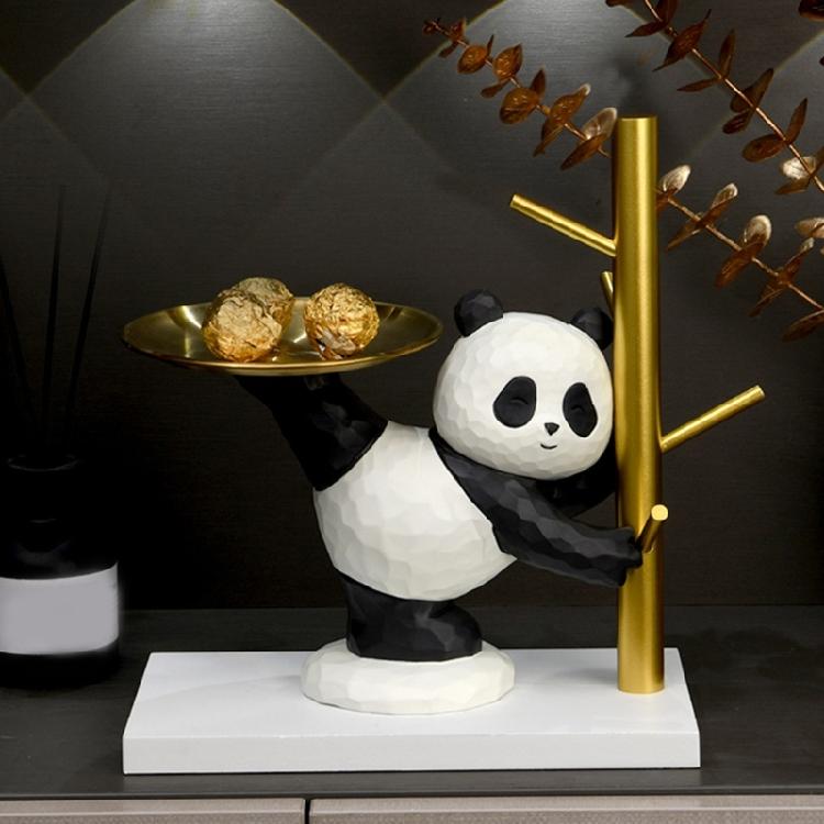 Harz Panda Figur Schlüsselablage Stilvoll und Praktisch Tierstatue Skulptur Organizer für Zuhause Eingangsbereich Dekorationen