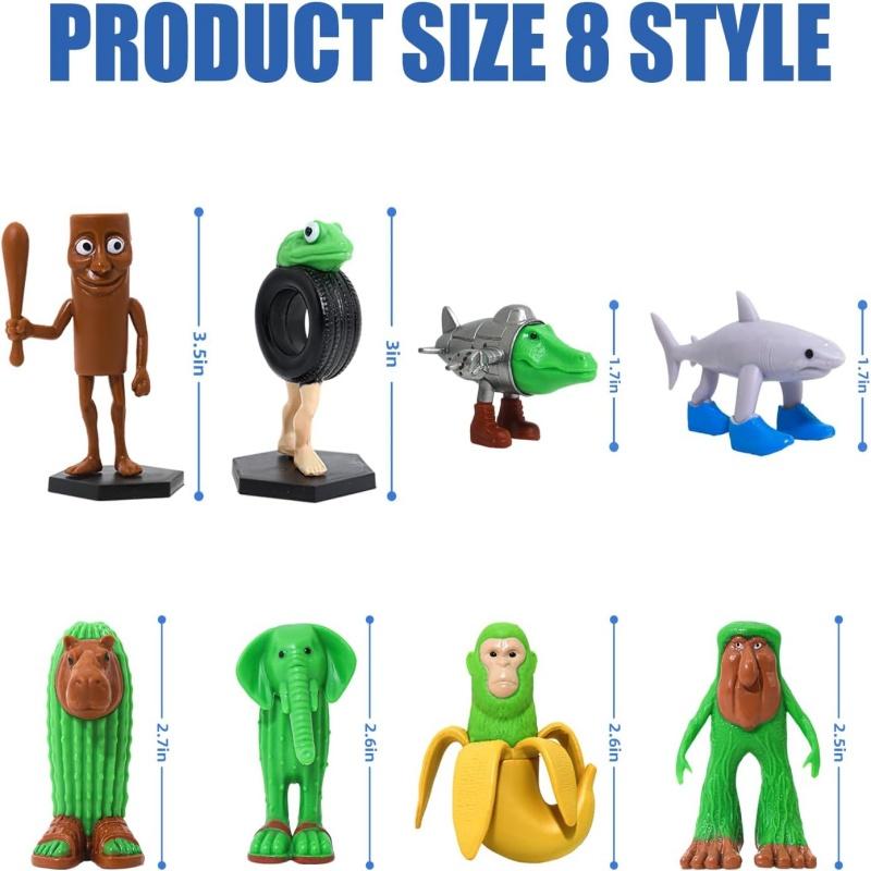 8Pcs Italian Figurine With Shoes Shark Doll Wooden Stick And Human Figurine Ornament Kids Adults Desk Ideal Shelf Display Gifts