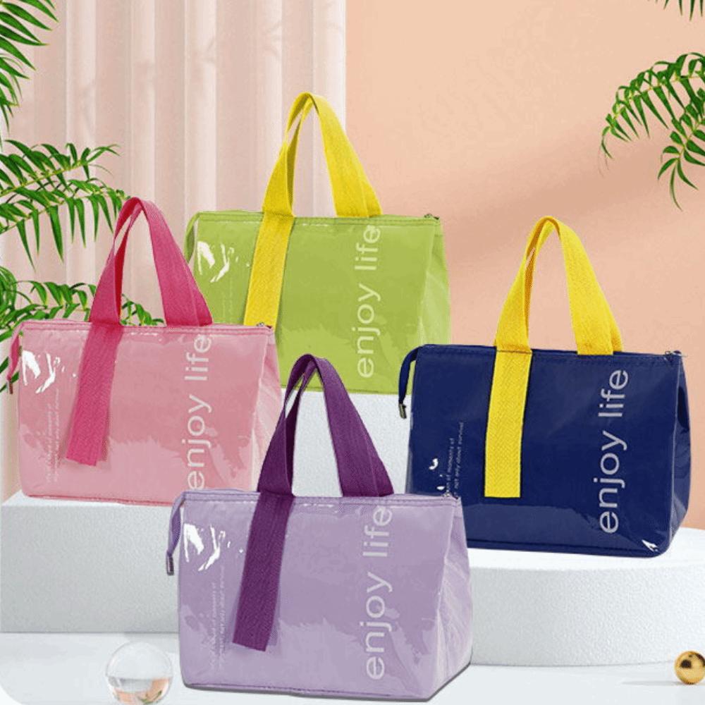 Large Capacity Lunch Handbag Solid Color Lunch Box Bag Thermal Picnic Bag  Outdoor Travel