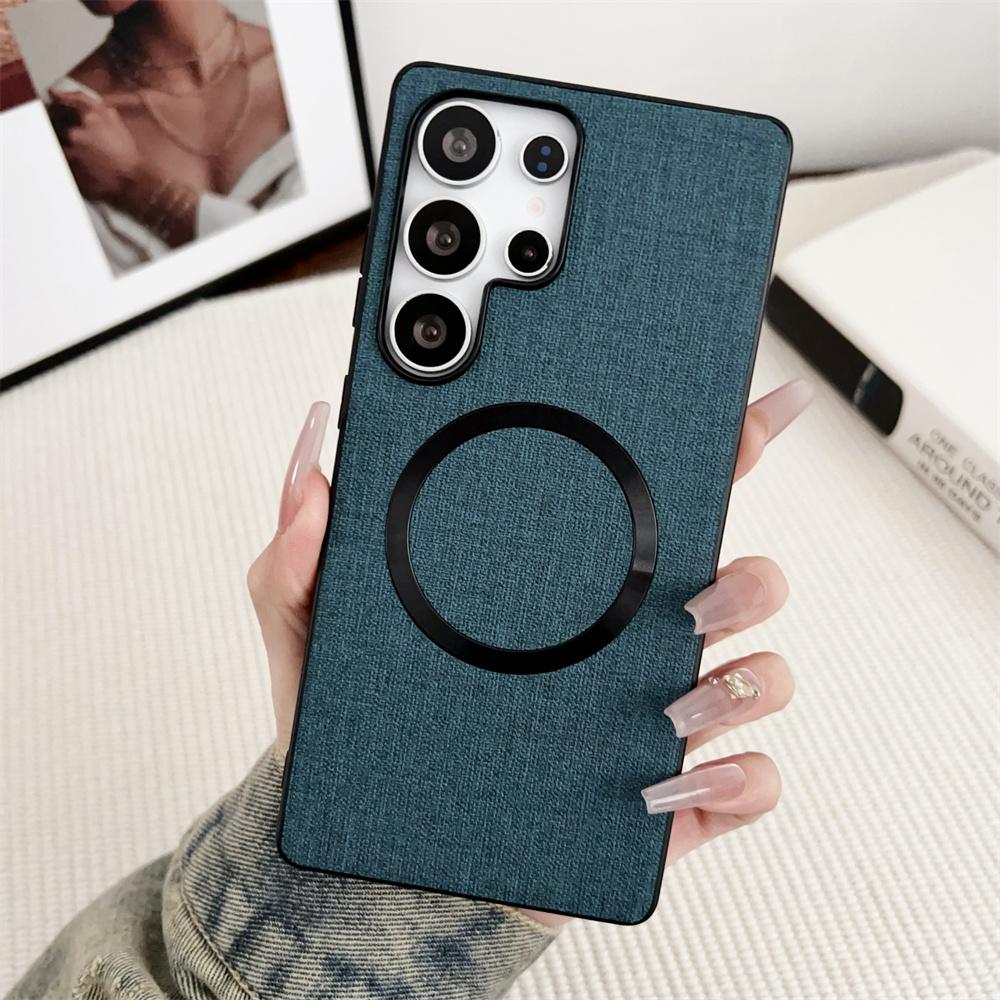 

for Magsafe Fabric Cloth Case for Samsung Galaxy S25 S23 Ultra S24 FE S22 S21 Plus A16 A36 Magnetic Solid Color Ultra Thin Cover for Samsung S21