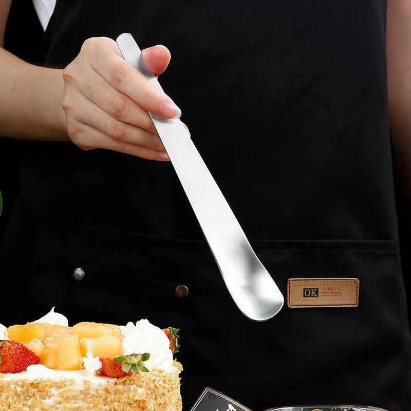 Household dessert spoon stainless steel flat head spoon long handle digging spoon cake ice cream cheese spoon stirring dumpling picking stuffing spoon