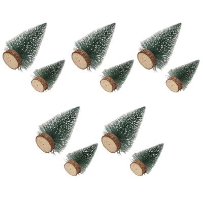 10Pcs Christmas Pine Tree Decor Set Xmas Small Ornament Tabletop Artificial Tree