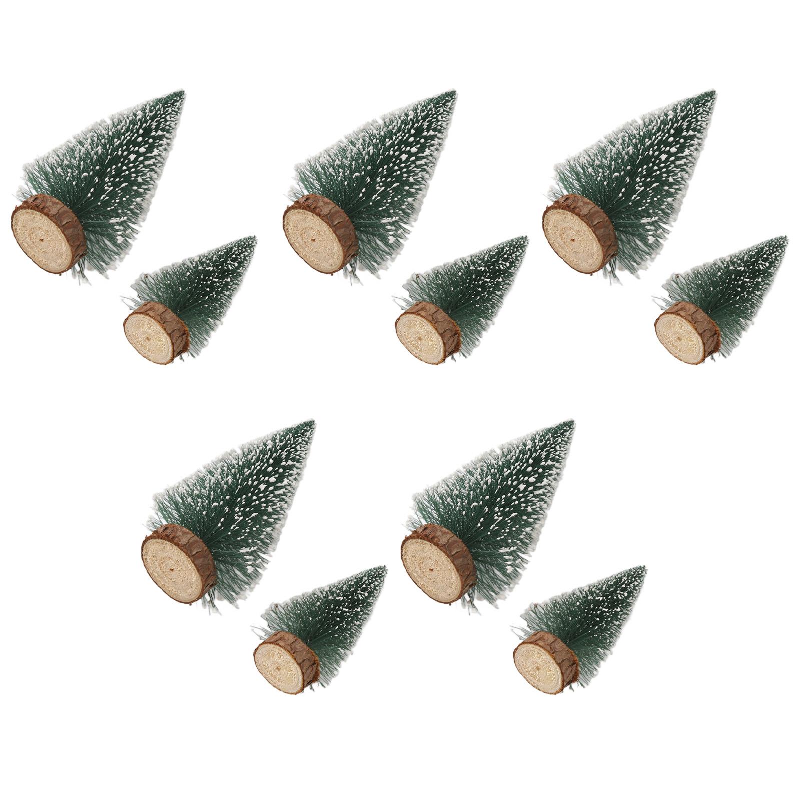 

10Pcs Christmas Pine Tree Decor Set Xmas Small Ornament Tabletop Artificial Tree