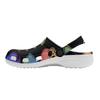 White EVA Clogs with Neon Heart Print, Lightweight Slip On Garden Shoes, Breathable Beach Sandals, Indoor Outdoor Slippers for Men Women