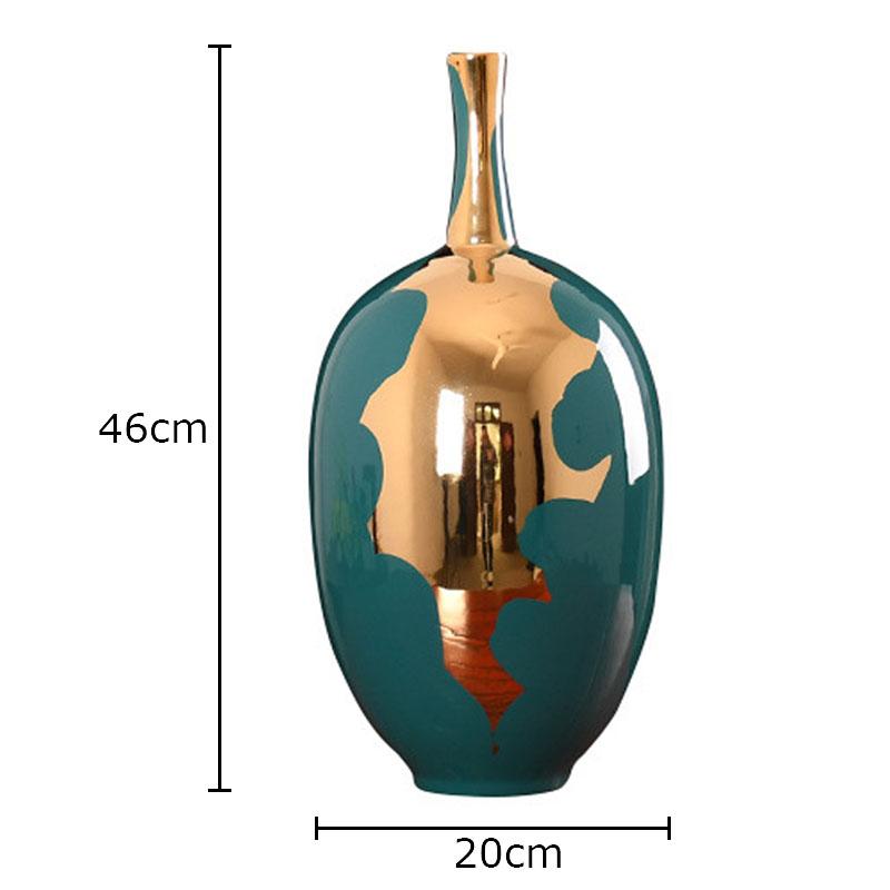 Gold-plated Ceramic Vase Modern Design Flower Pots Desk Decoration Artificial Flowers Decorative Shiny Porcelain Floral Vases